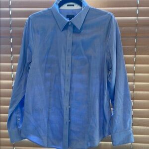Talbots Blue Button Down Shirt Classic Long Sleeve 14 petite (b)